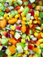 fine chopped vegetables for salad