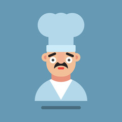 Cartoon Chef face Flat Vector Illustration