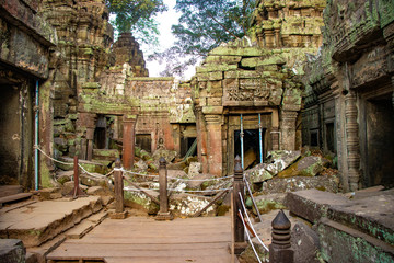 A beautiful view of Ta Phrom temple at Siem Reap, Cambodia.