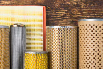 set of different filters for cars and trucks, close-up background