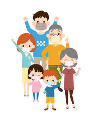 マスク, 風邪対策, ウィルス対策, 手作りマスク, カラフル, ２世帯, 中高年, 子供, 白バック, 風邪予防, インフルエンザ対策, 衛生, 感染予防, ウィルス, かわいい, 花粉症, 感染, 家族, 予防, 病気, ウイルス, インフルエンザ, アレルギー, 男の子, 夫婦, 母親, 小学生, 健康, 笑顔, シニア, 対策