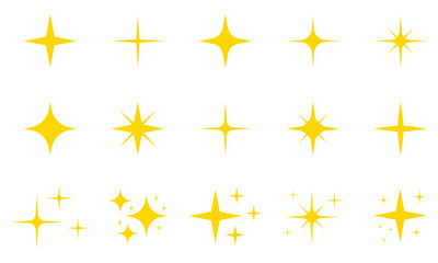 Sparkle star icon set. Twinkle symbol in flat design. Vector illustration. 