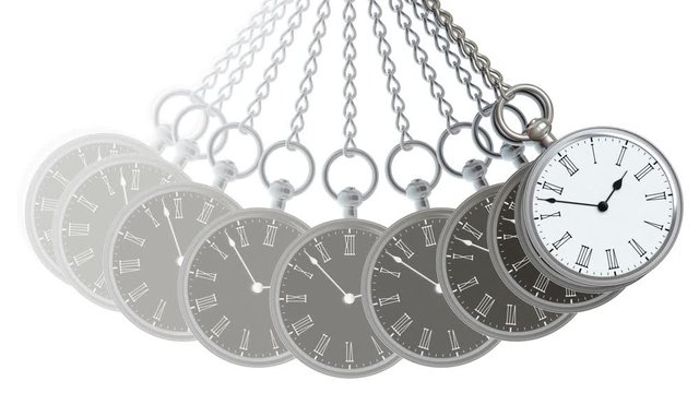 Pocket watch in white background. Looping footage. 3D Illustration.