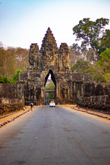 A beautiful view of statues in Angkor Thom temple at Siem Reap, Cambodia.