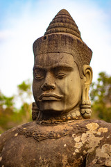 A beautiful view of statues in Angkor Thom temple at Siem Reap, Cambodia.
