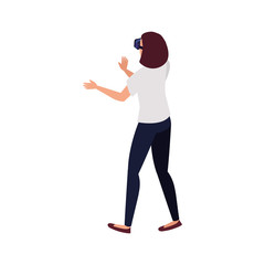 woman with glasses virtual reality on white background vector illustration design