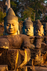 A beautiful view of statues in Angkor Thom temple at Siem Reap, Cambodia.