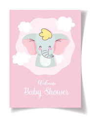baby shower cute little elephant celebration, welcome invitation template
