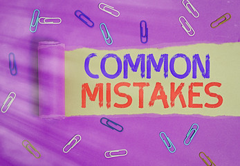 Text sign showing Common Mistakes. Business photo text actions that are often used interchangeably...