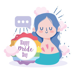 Girl cartoon with lgtbi seal stamp vector design
