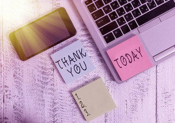 Word writing text Thank You. Business photo showcasing a polite expression used when acknowledging...