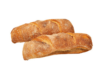 French loaf isolated on a white background