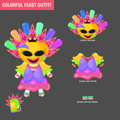 Vector Set of Colorful Feast Outfit for Mobile Gaming and other format