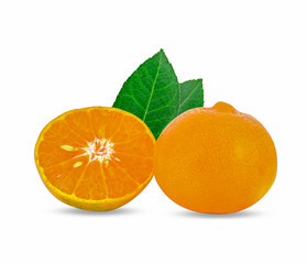 fresh orange fruit isolated on white background