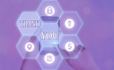 Word writing text Thank You. Business photo showcasing a polite expression used when acknowledging...