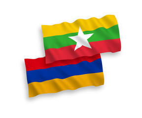 Flags of Armenia and Myanmar on a white background