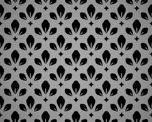 Flower geometric pattern. Seamless vector background. Black and grey ornament