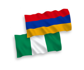 Flags of Armenia and Nigeria on a white background