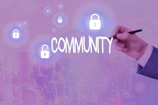 Handwriting text writing Community. Conceptual photo specific population with a common characteristics living together