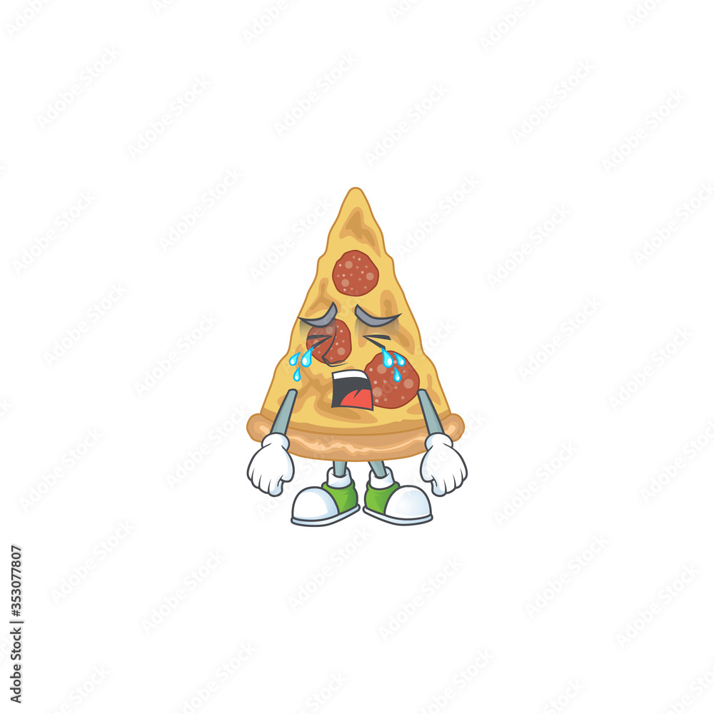 Canvas Prints A crying slice of pizza cartoon character drawing concept