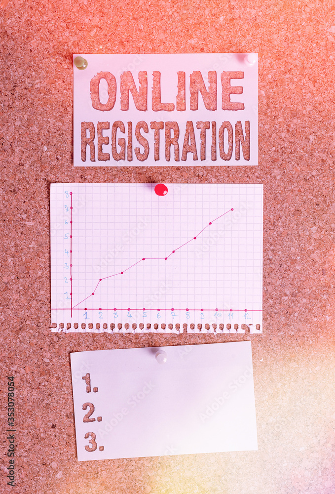 Fototapete text sign showing online registration. business photo showcasing system for subscribing or registeri