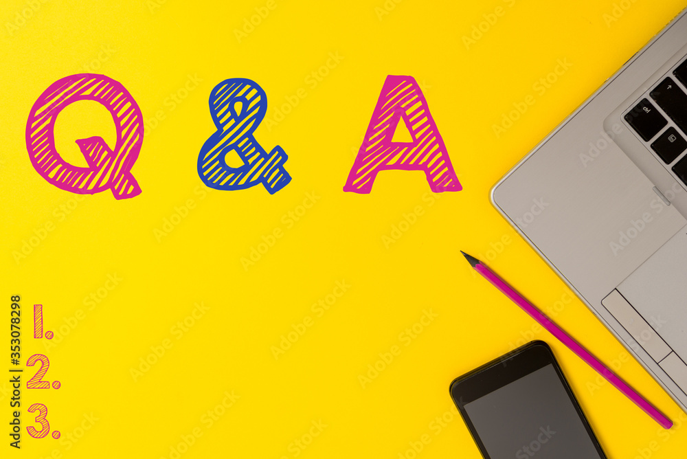 Poster handwriting text q and a. conceptual photo a period of time or an occasion when someone answers ques