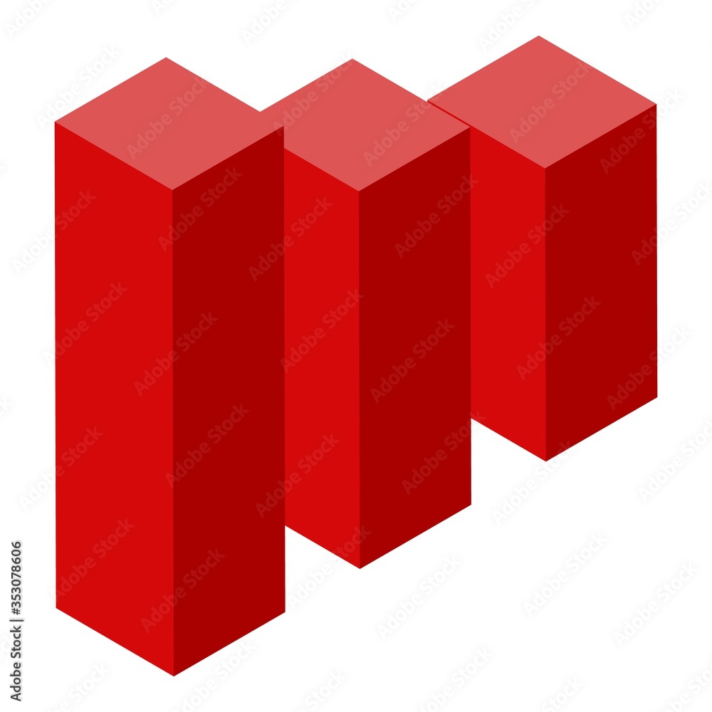 Poster red graph chart icon. isometric of red graph chart vector icon for web design isolated on white back