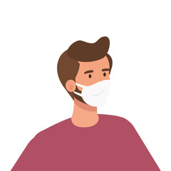 man using protective surgical mask for covid 19 prevention vector illustration design