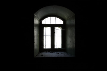 View of window of abandoned building