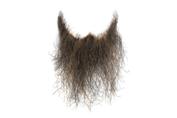 Disheveled brown beard isolated on white, close-up. Mens fashion
