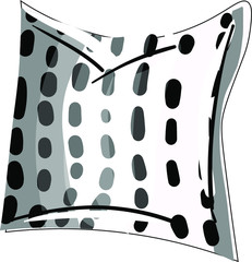 A vector illustration of a black and white sofa cushion. An isolated image of a pillow.
