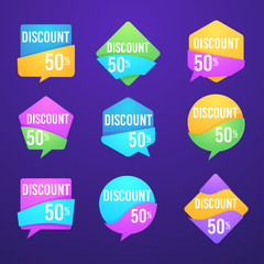 vector collection of bright discount bubble tags, banners and stickers