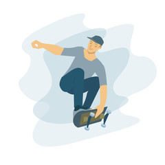 Skateboarder. Vector illustration in cartoon style.