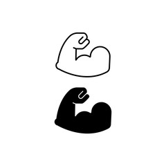 Flexible bicep muscle or strong workout icon set on isolated white background. EPS 10 vector.