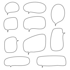 Hand-drawn speech bubble vector set.