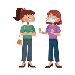 young women using medical masks