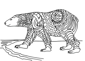 Coloring book with a bear. Drawing of an animal. Hand-drawn coloring book for children and adults. Beautiful drawings with patterns and small details. See more coloring pages in the collections. 