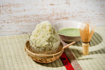アジア風　抹茶かき氷　Green tea shaved ice