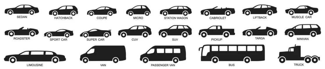Foto op Canvas Car types set. Vector illustration © warmworld