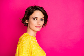 Close-up profile side view portrait of her she nice-looking attractive lovely pretty charming...