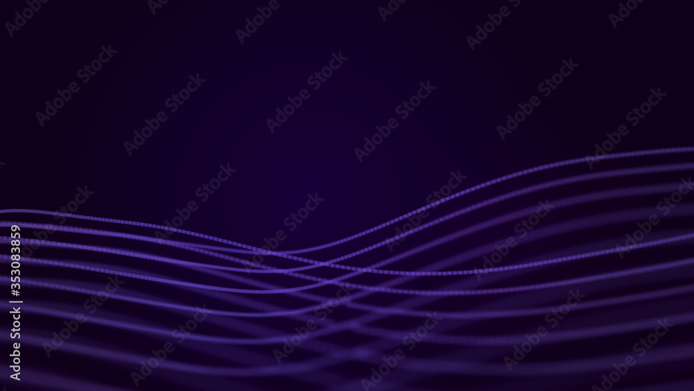 Poster Abstract wave of sound particles. Equalizer for music. Signal transmission. 3d rendering.
