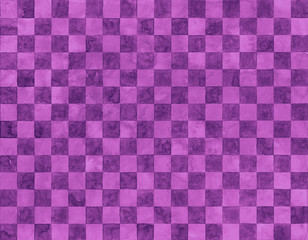 紫の市松模様のシームレス背景（水彩イラスト）