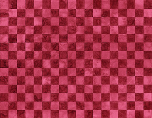 赤の市松模様のシームレス背景（水彩イラスト）