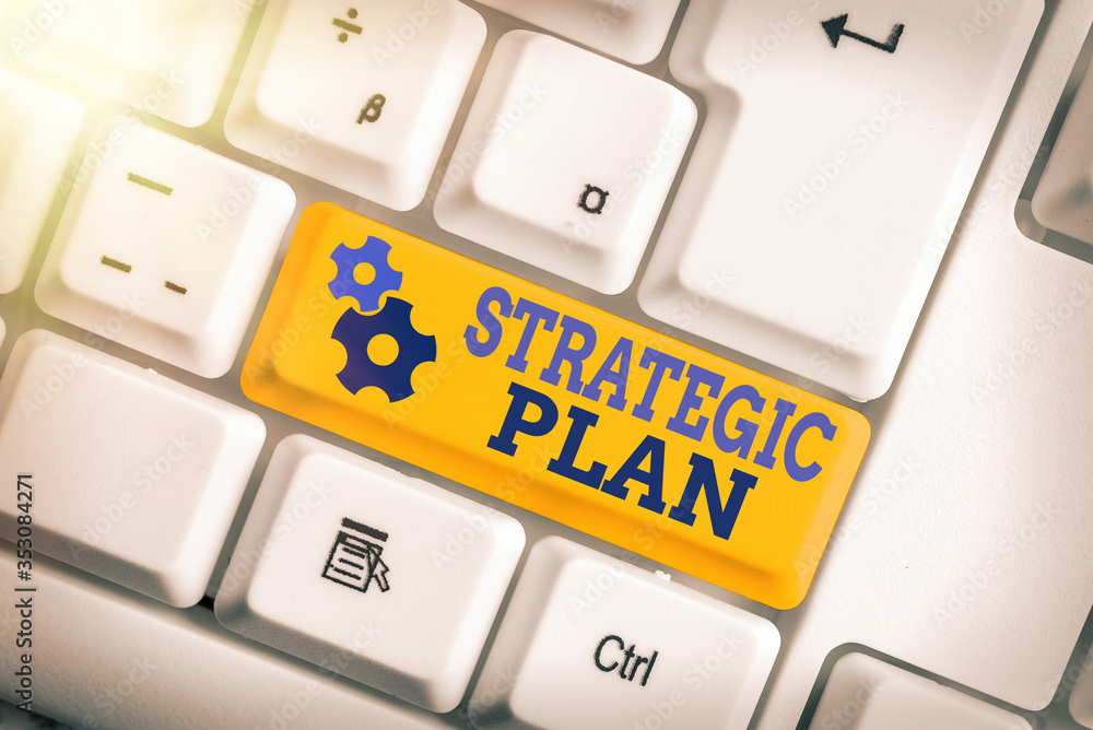 Poster conceptual hand writing showing strategic plan. concept meaning a systematic process of envisioning 