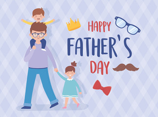 Father son and daughter on fathers day vector design