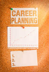 Text sign showing Career Planning. Business photo showcasing Strategically plan your career goals...