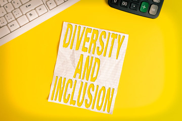 Conceptual hand writing showing Diversity And Inclusion. Concept meaning range difference includes...