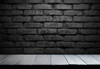 Wooden table with dark blurred background design