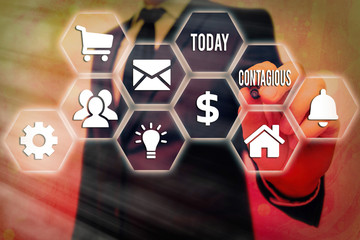 Word writing text Contagious. Business photo showcasing transmissible by direct or indirect contact...