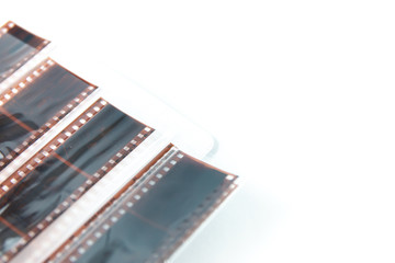 Photographic film on white background